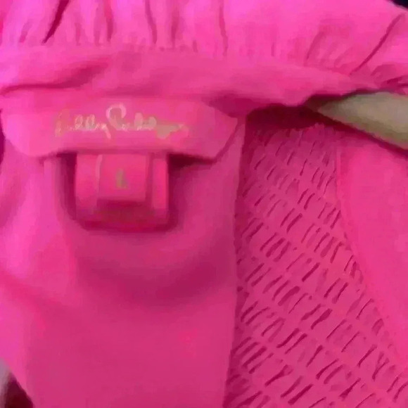 Lilly Pulitzer large fully lined pink blouse Item# S - Picture 4 of 8